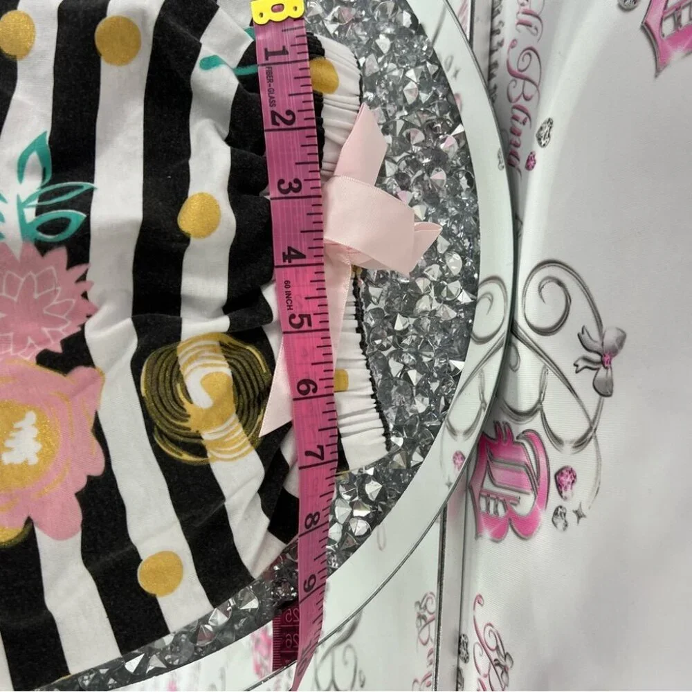 Skirt kids bow ribbon flowers Striped Floral Kids Skirt stretchy waist bow